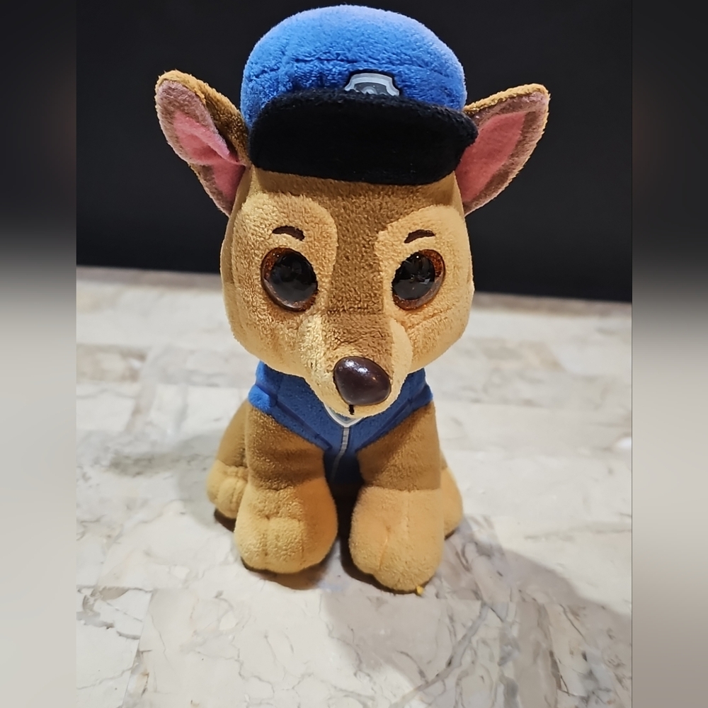 TY Beanie Boos PAW PATROL CHASE Blue & Brown Stuffed Animal 7" Inches No Tag